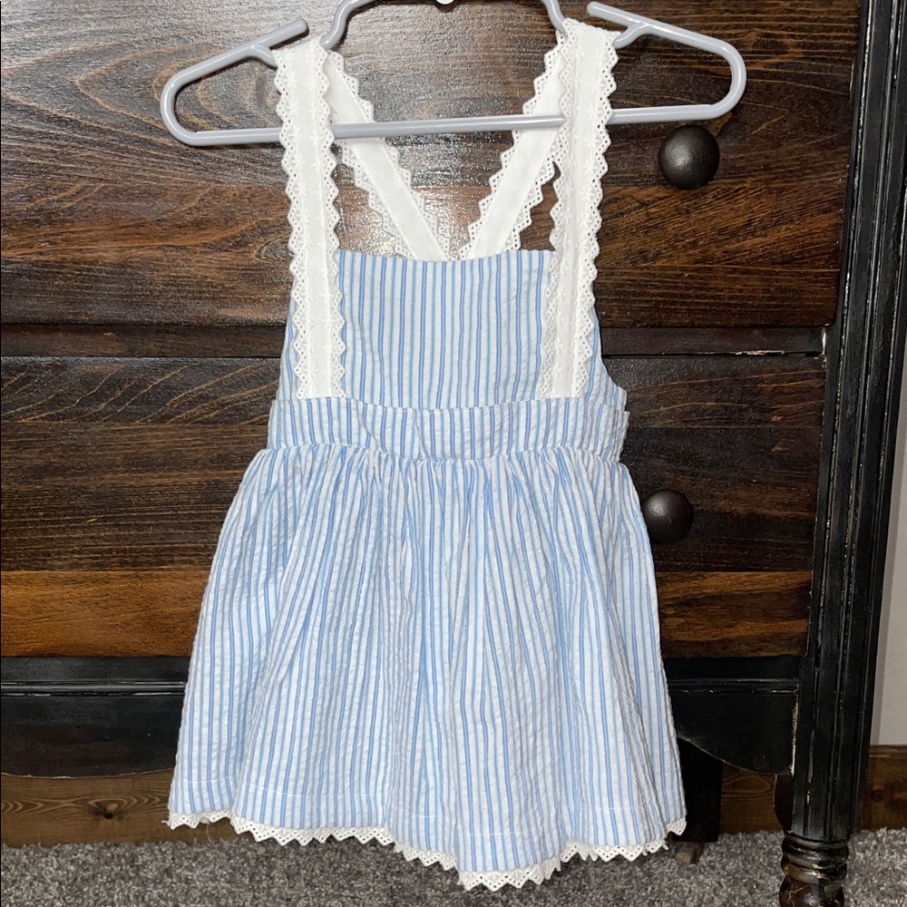 Blue and White Striped Kids Casual Dress